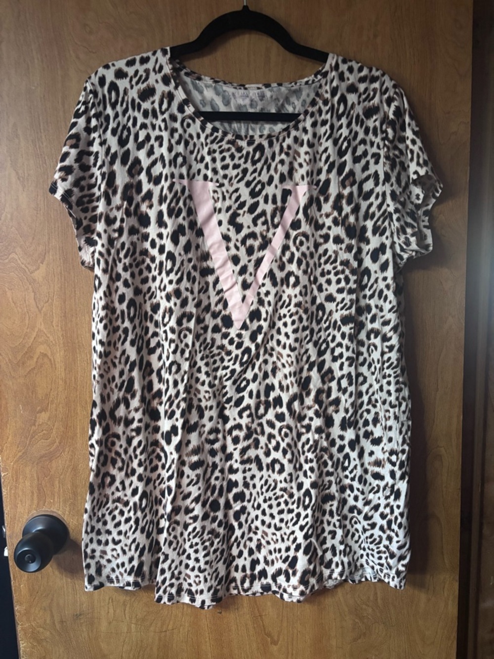 Victoria's Secret Leopard Print Short Sleeve Tee with Pink V